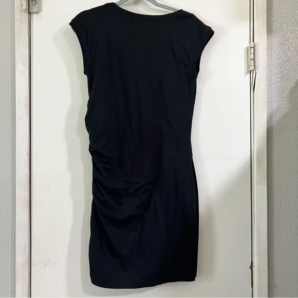Athleta Black Short Sleeve Dress Ruched Slimming Tee Active M Medium - Picture 6 of 8